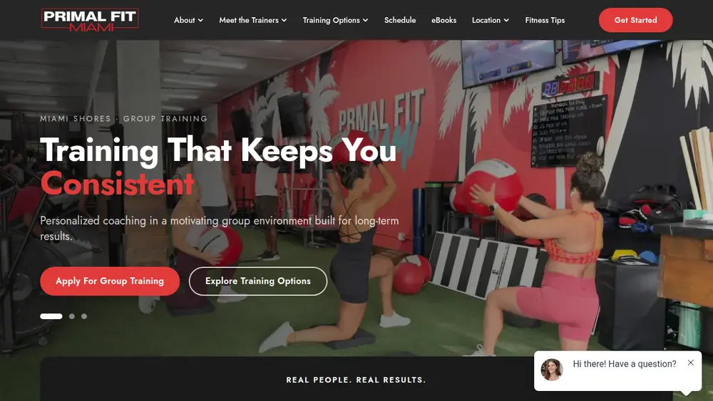 Primal Fit Miami website homepage